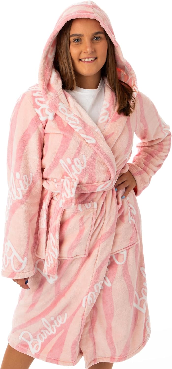 Peignoir Barbie rose à capuche pour femme – Image 4
