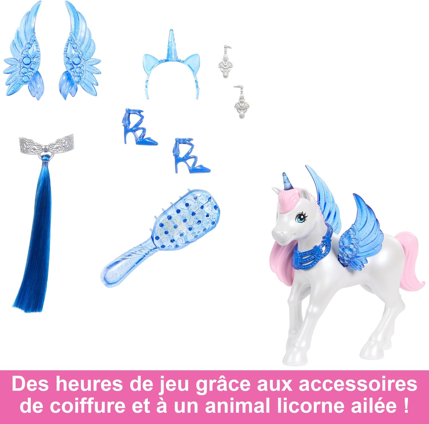 Poupée Barbie Licorne 65e anniversaire aux cheveux bleus HRR16 – Image 6