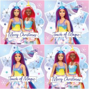 Cartes de Noël Barbie lot de 12 avec 2 motifs