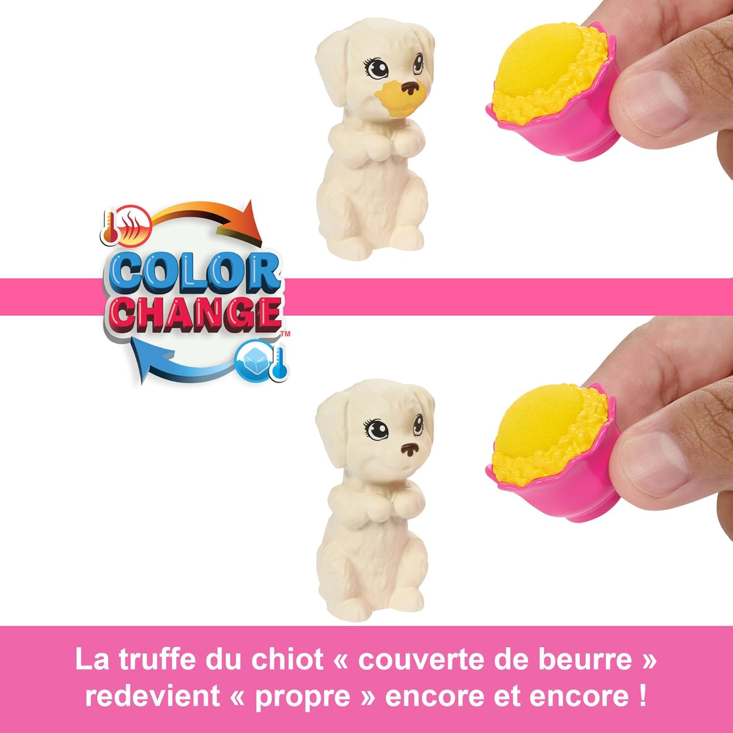 Barbie coffret soirée pyjama avec 2 chiots et changement de couleur HXN01 – Image 2