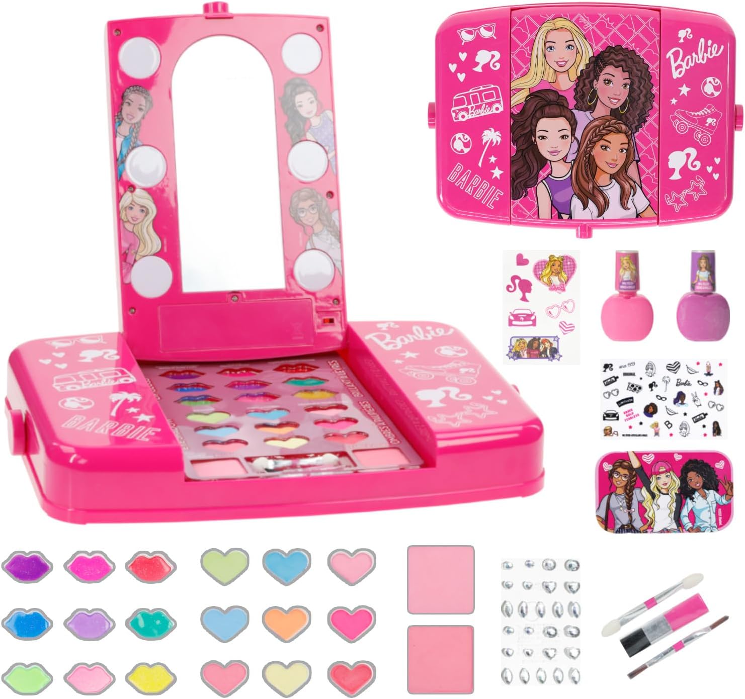 Barbie coiffeuse beauté avec miroir lumineux et accessoires