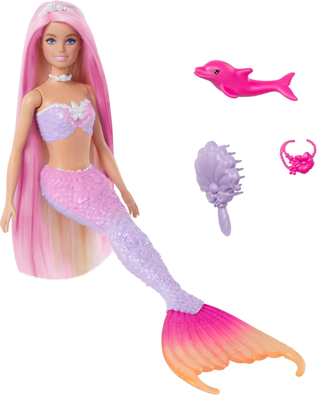Barbie « Malibu » sirène aux cheveux roses avec dauphin et changement de couleur – Image 6
