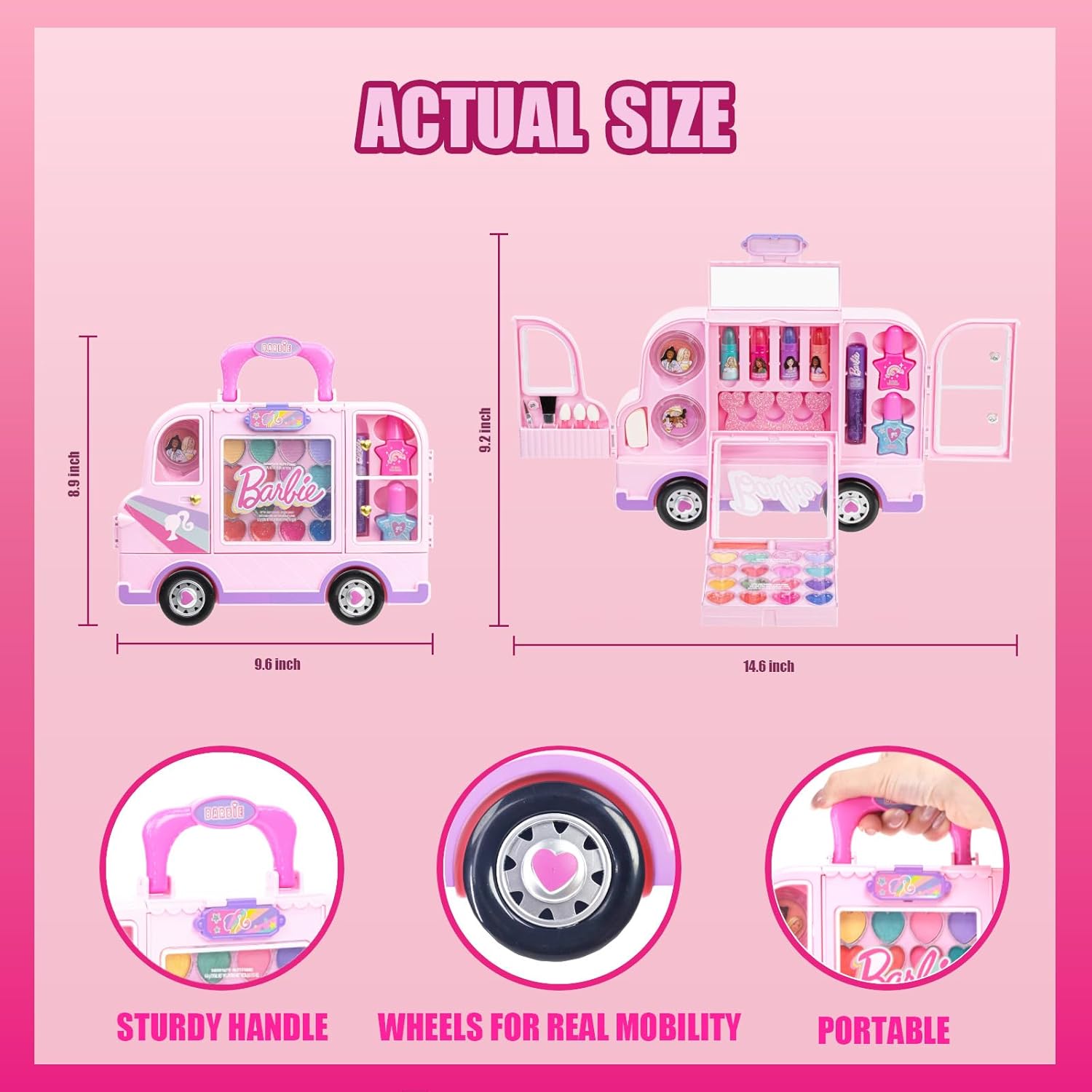 Coffret de maquillage Barbie lavable DIY pour filles de 6 à 12 ans – Image 6