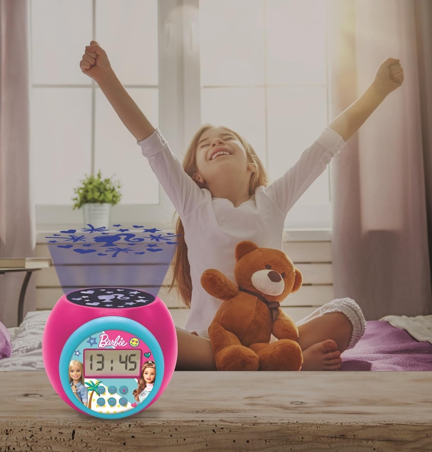 Réveil Barbie à projection avec écran LCD et snooze RL977BBLXB – Image 6