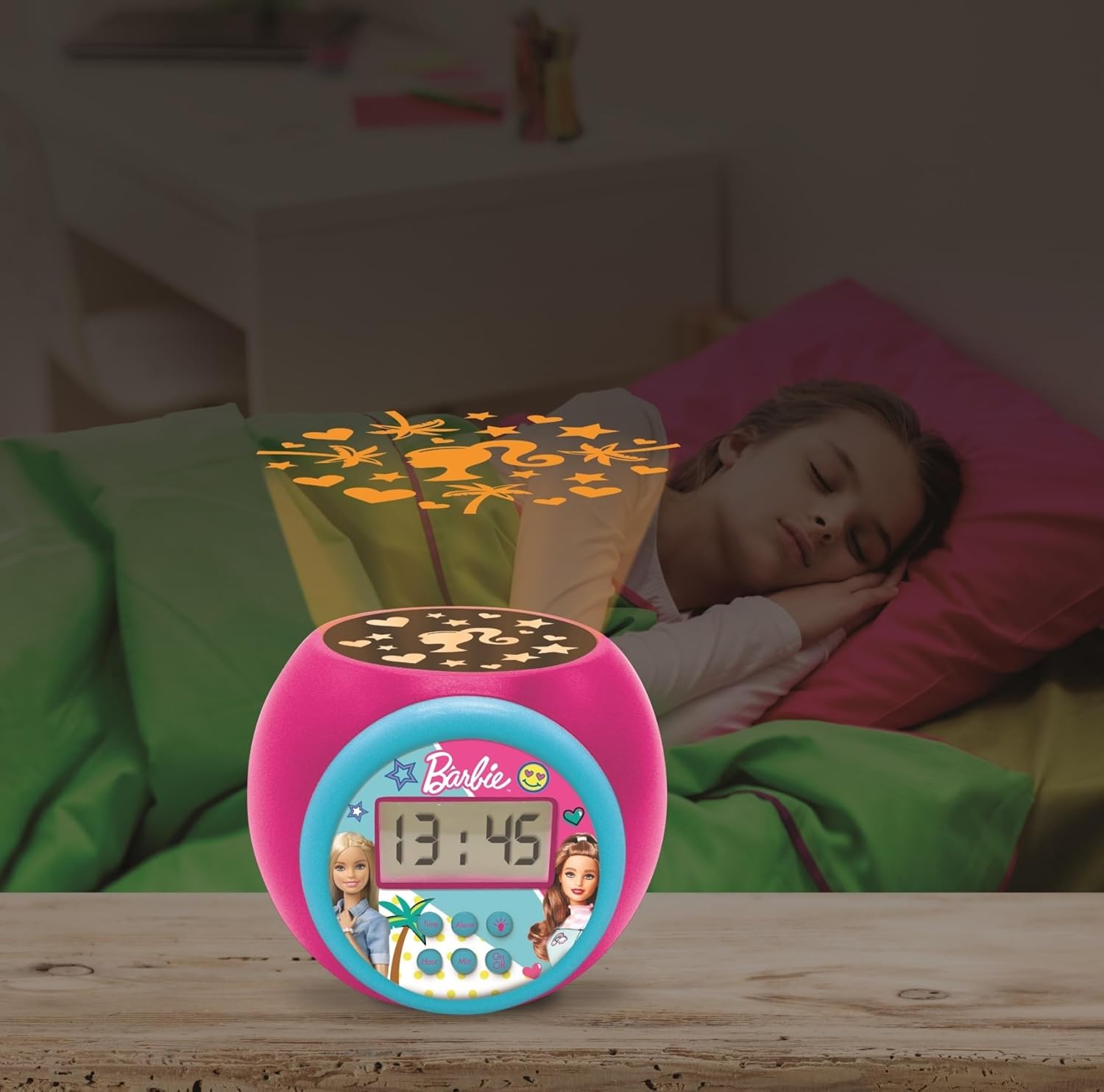 Réveil Barbie à projection avec écran LCD et snooze RL977BBLXB – Image 5