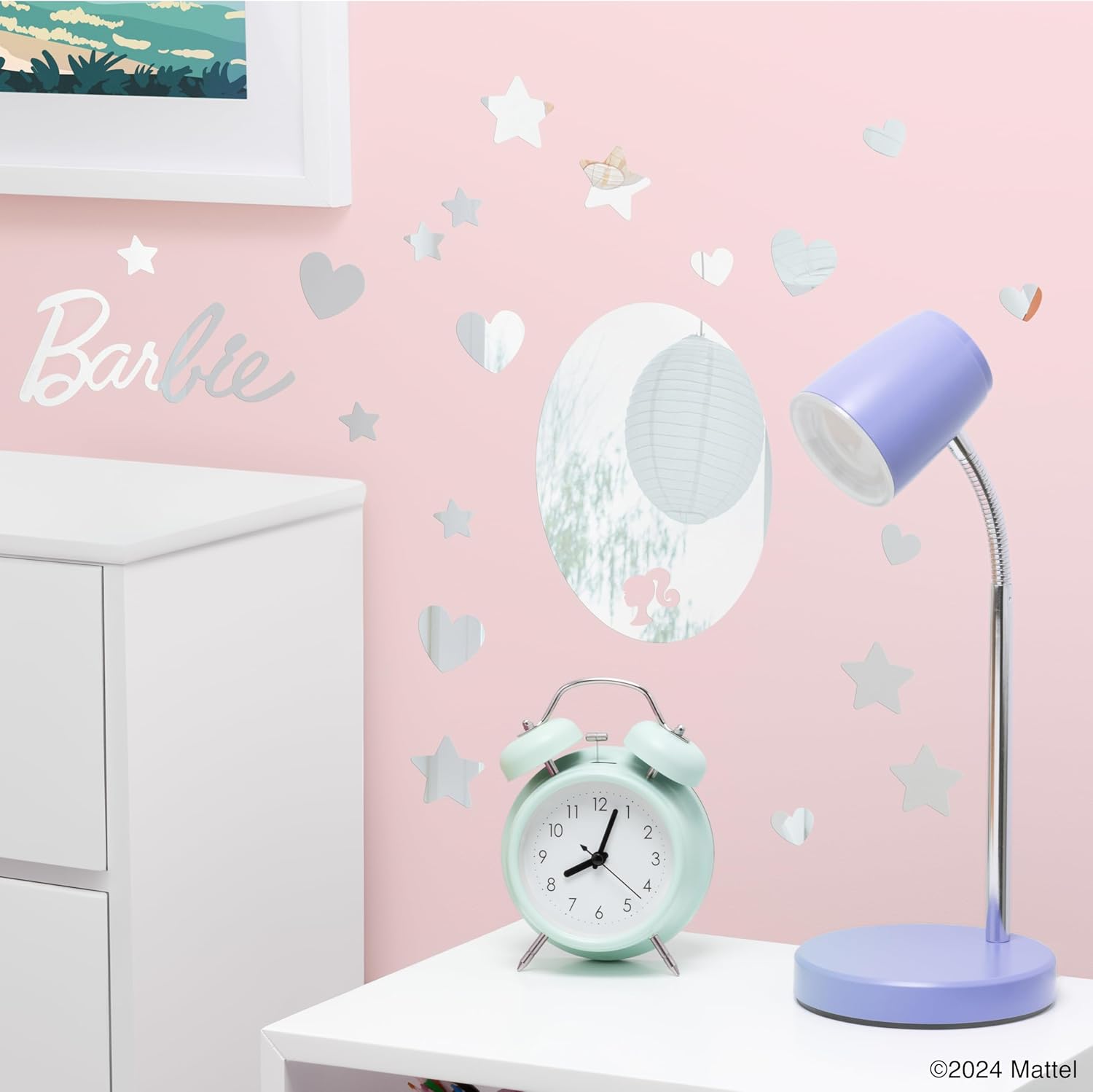 Autocollants muraux Barbie Mattel effet miroir, cœurs et étoiles – Image 3