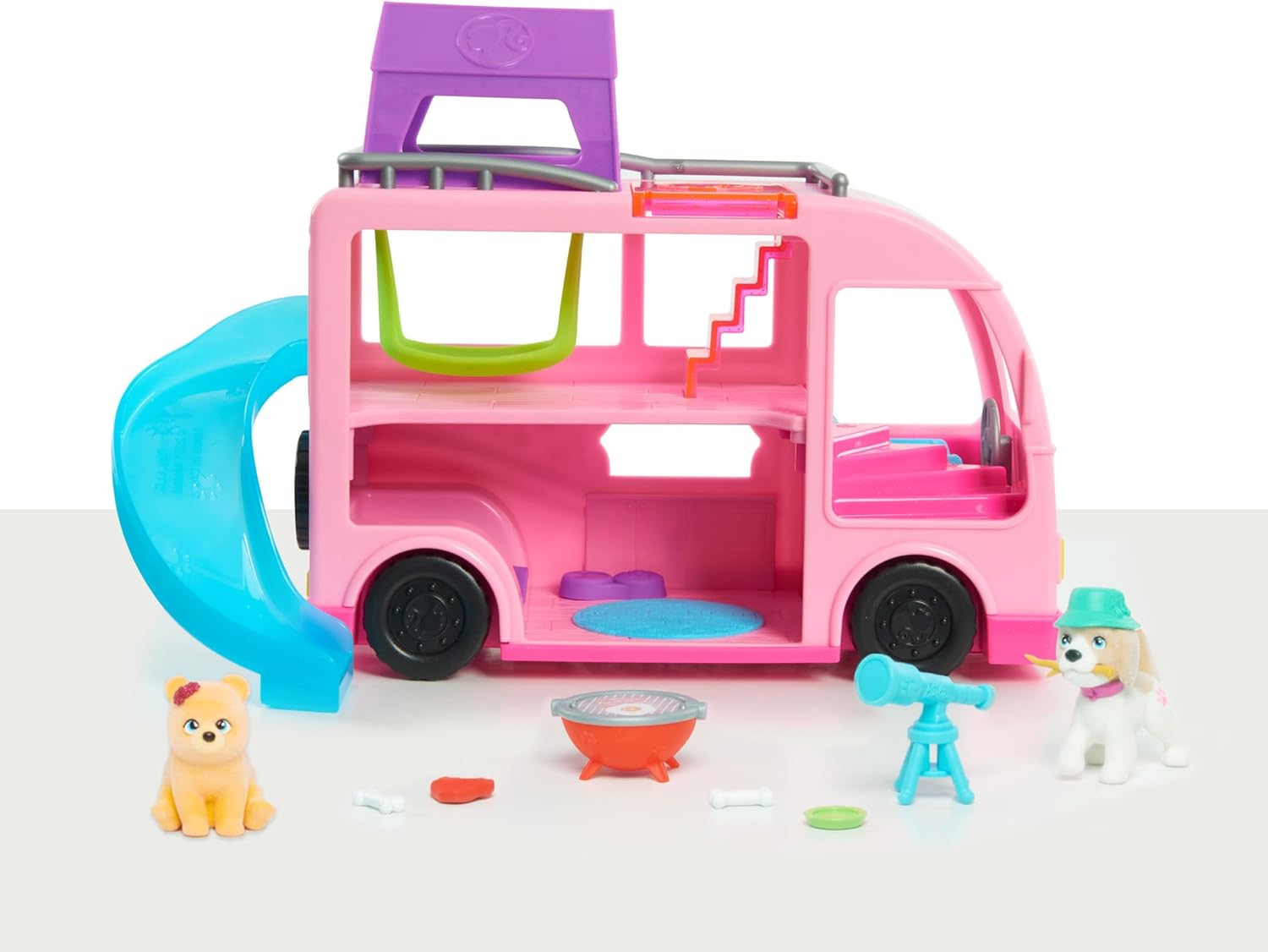 Camping-car Barbie avec 2 figurines d’animaux et 11 accessoires – Image 3