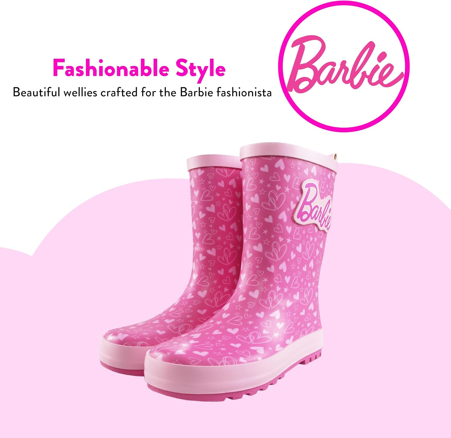 Bottes de pluie Barbie fille en caoutchouc rose – Image 4