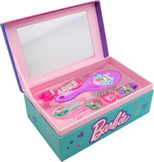 Boîte à bijoux Barbie Joy Toy avec 6 accessoires et brosse