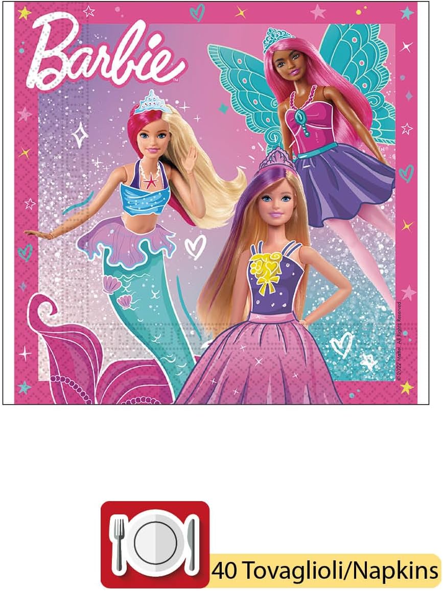 Barbie Fantasy, kit de vaisselle de fête 88 pcs pour 24 personnes – Image 4