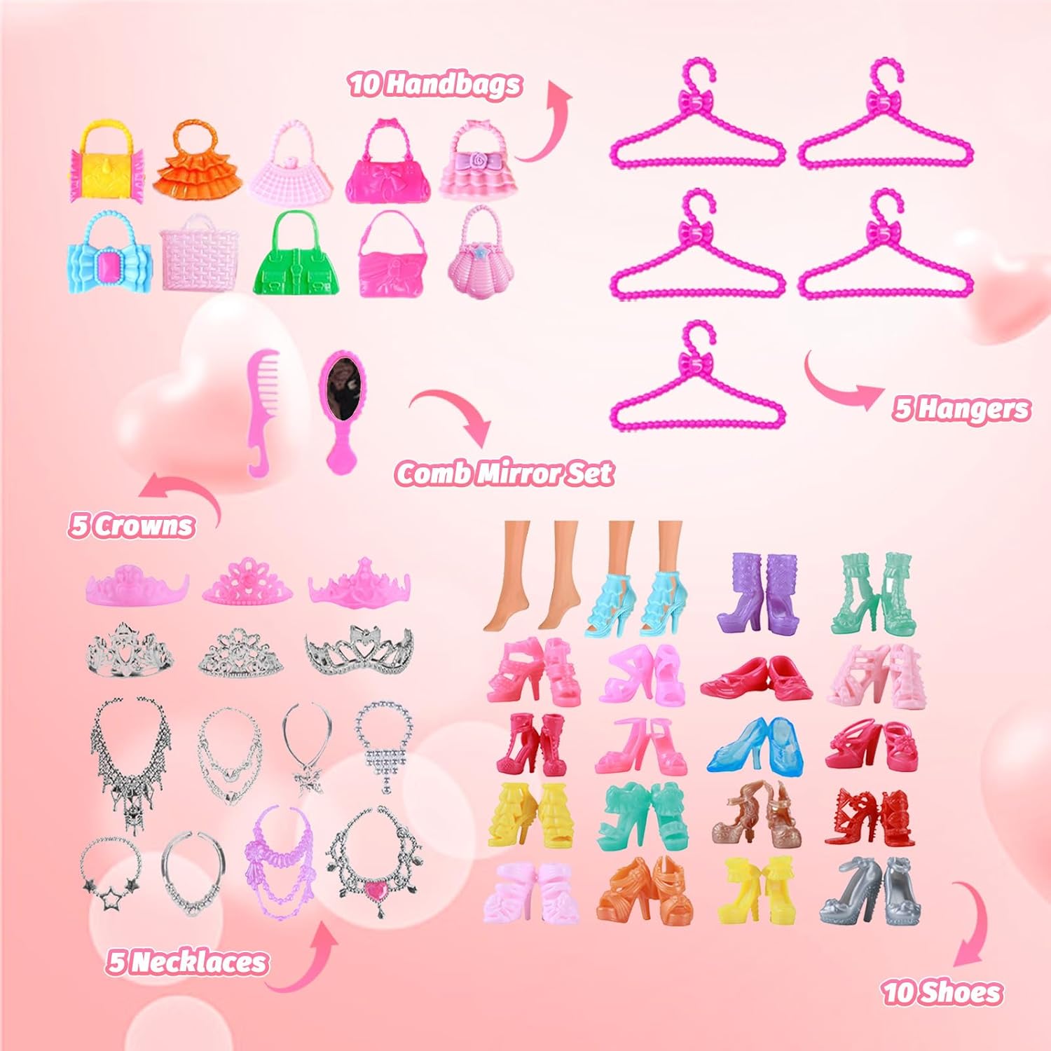 Lot compatible Barbie 52 pièces avec 5 maillots de bain et 28 accessoires – Image 5