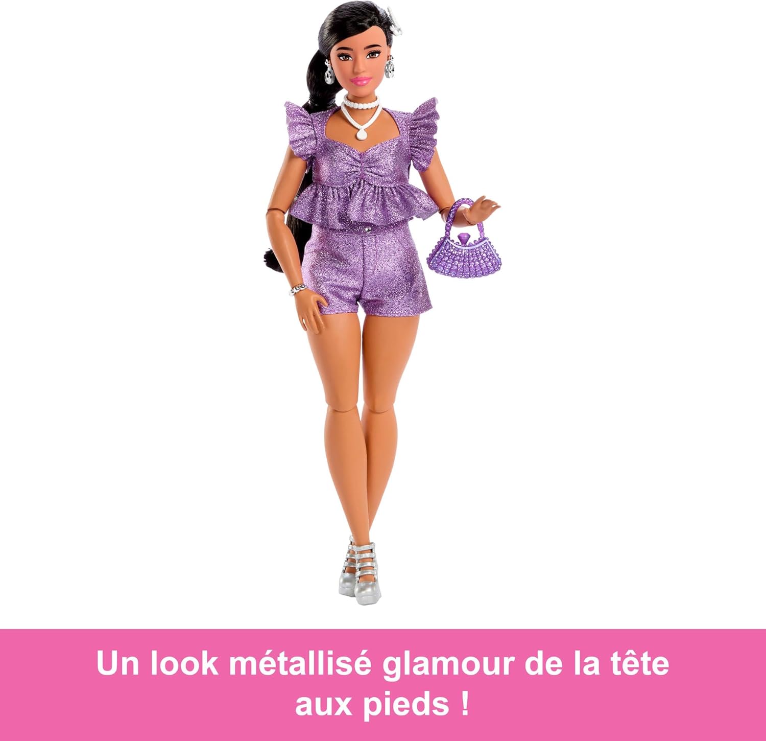 Barbie Deluxe Style n° 8, short violet et tresse noire – Image 5