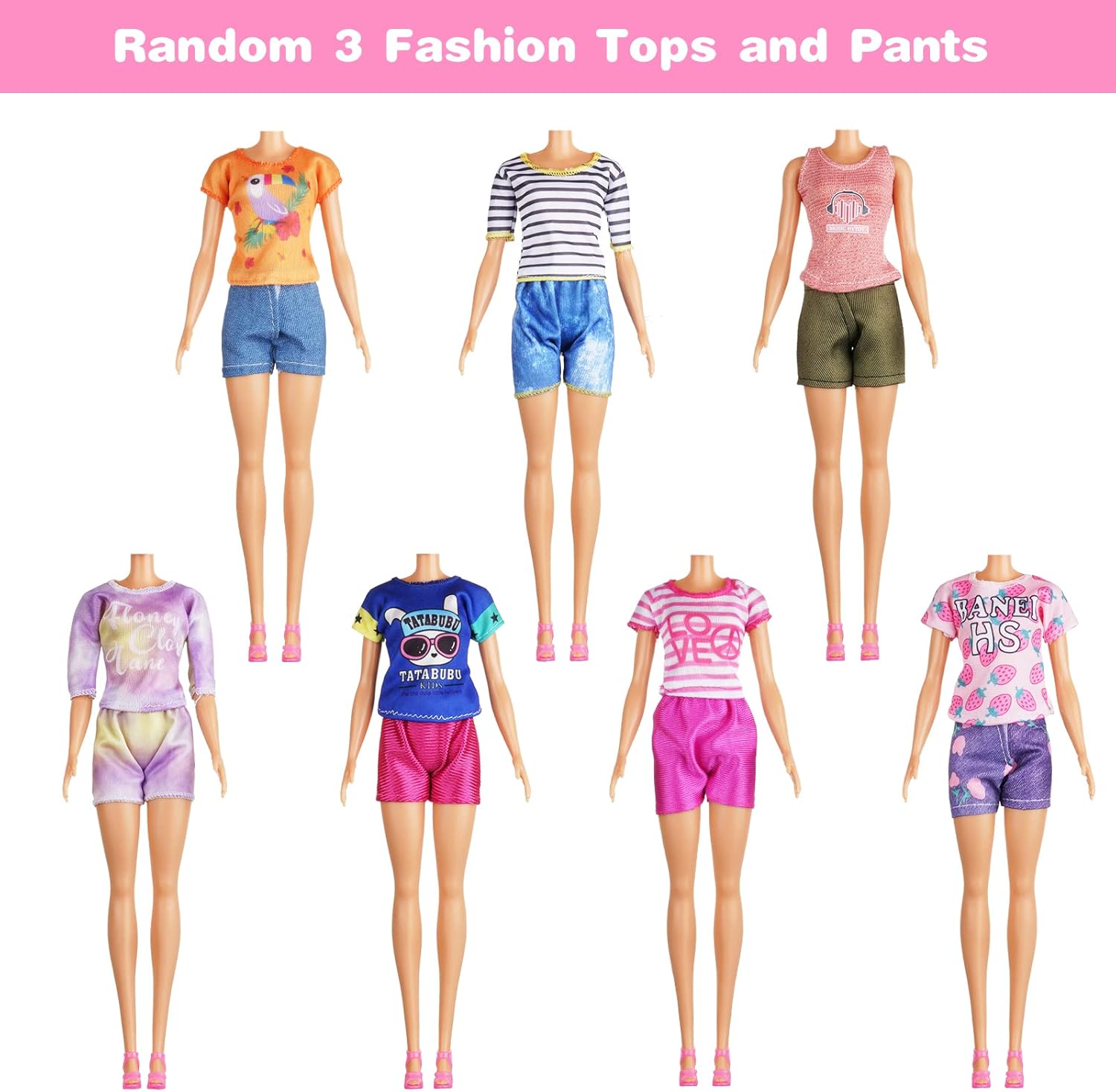Barbie lot de 12 vêtements pour poupée avec 3 robes à paillettes, 3 robes à fleurs et 6 ensembles – Image 5