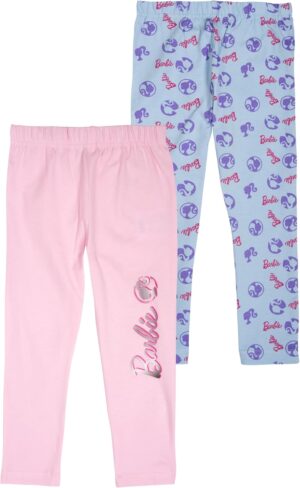 Barbie lot de 2 leggings fille bleu et rose