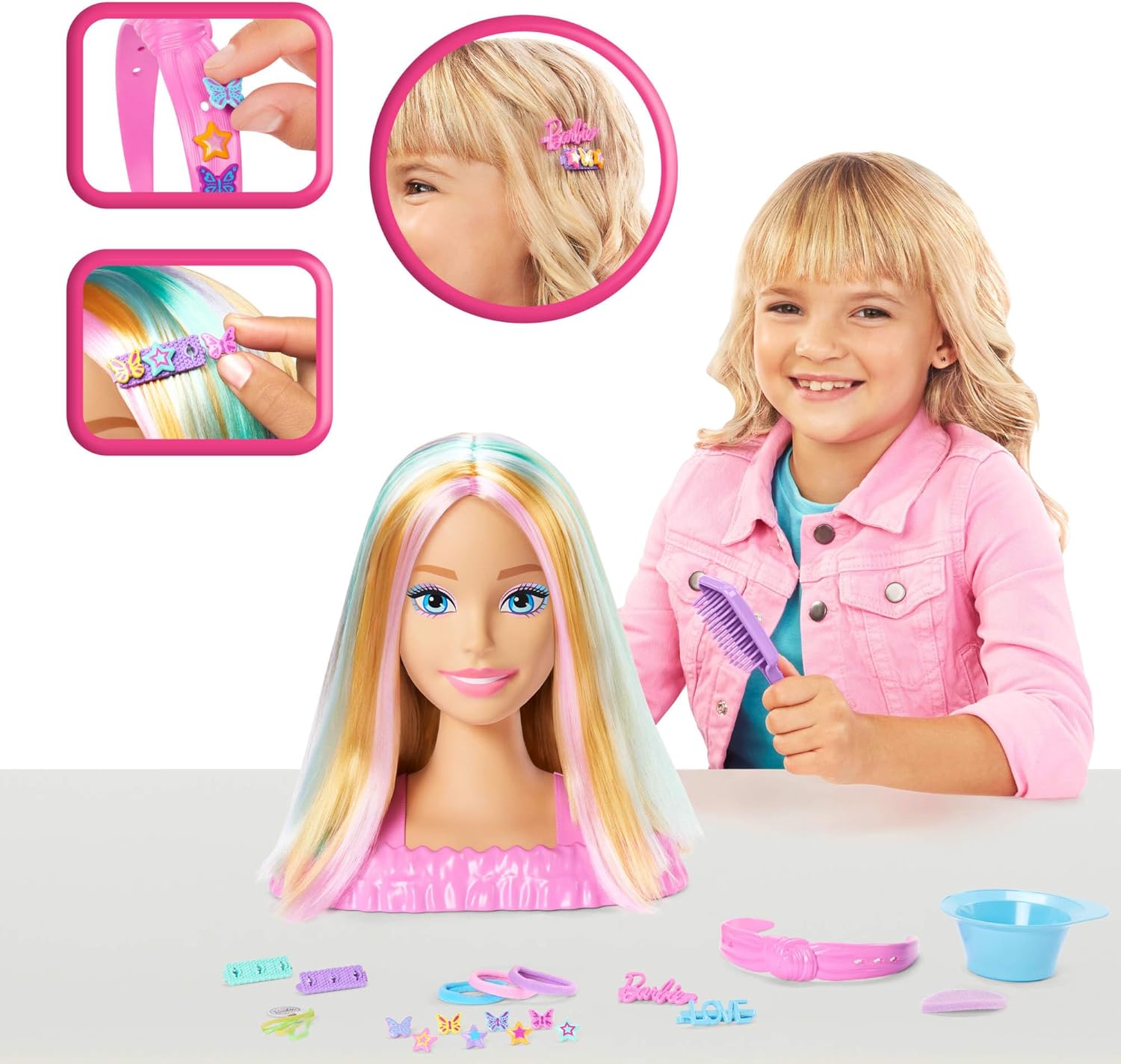 Barbie Tête à coiffer Color Reveal, cheveux blonds et 20 accessoires JFG81 – Image 2