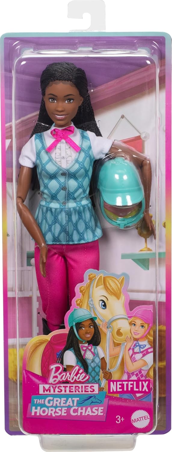Barbie Les Mystères de Barbie, poupée Brooklyn avec tenue d’équitation et bombe amovibles HXJ39 – Image 6