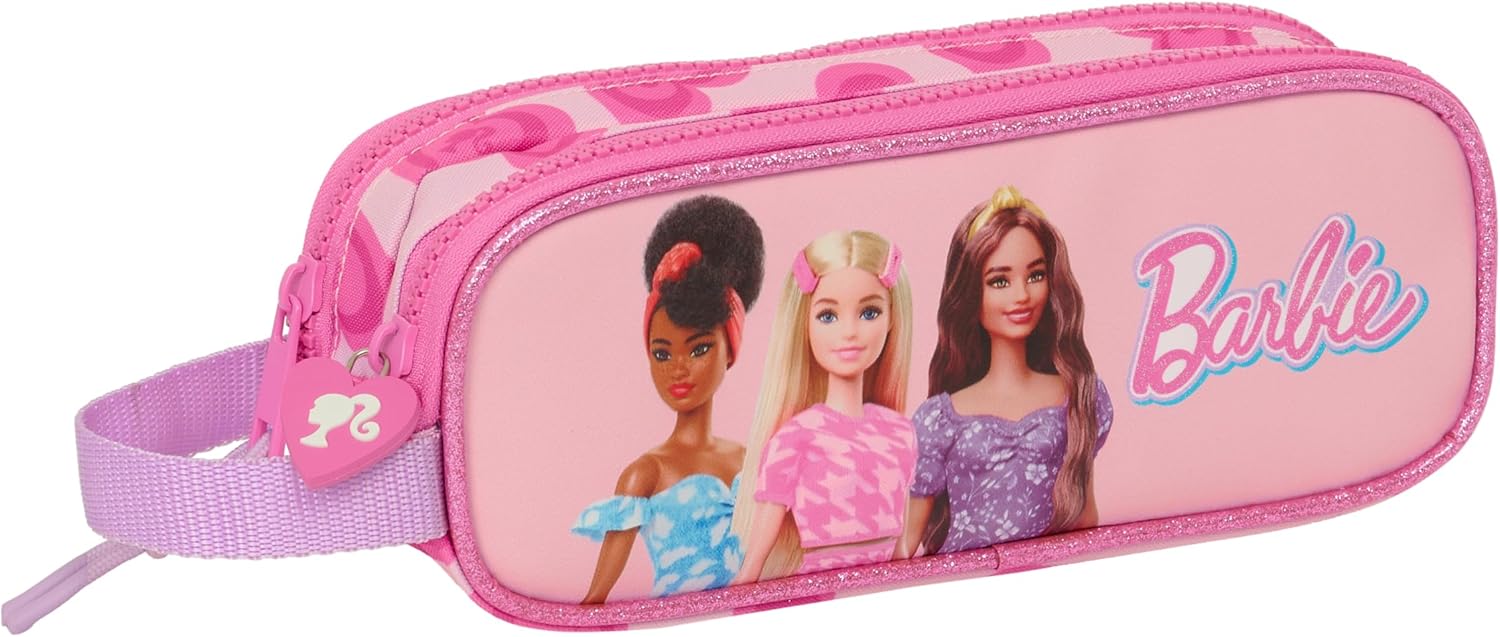 Trousse double Barbie Love rose en polyester