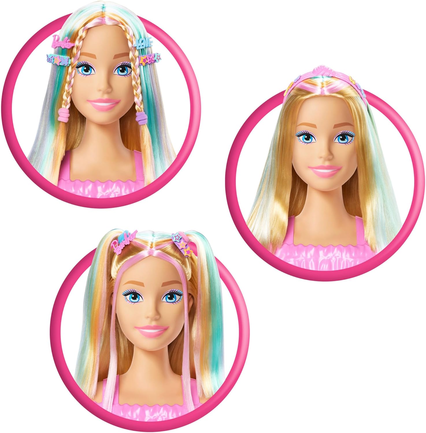 Barbie Tête à coiffer Color Reveal, cheveux blonds et 20 accessoires JFG81 – Image 4