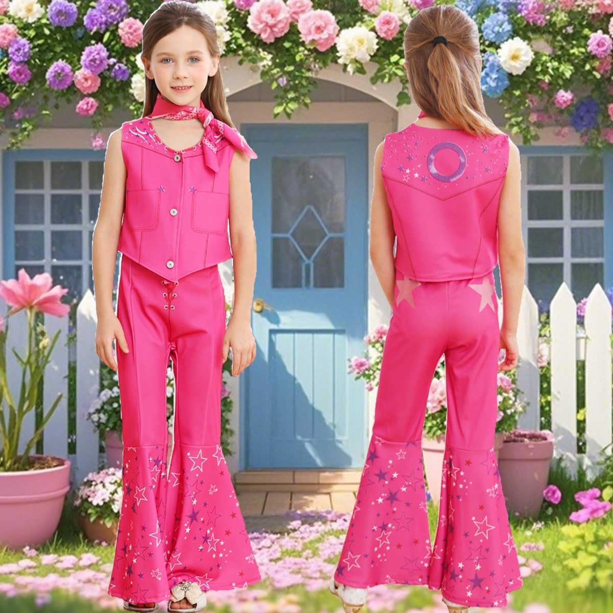Costume Barbie cowgirl rose fille, style disco 70 80 – Image 3