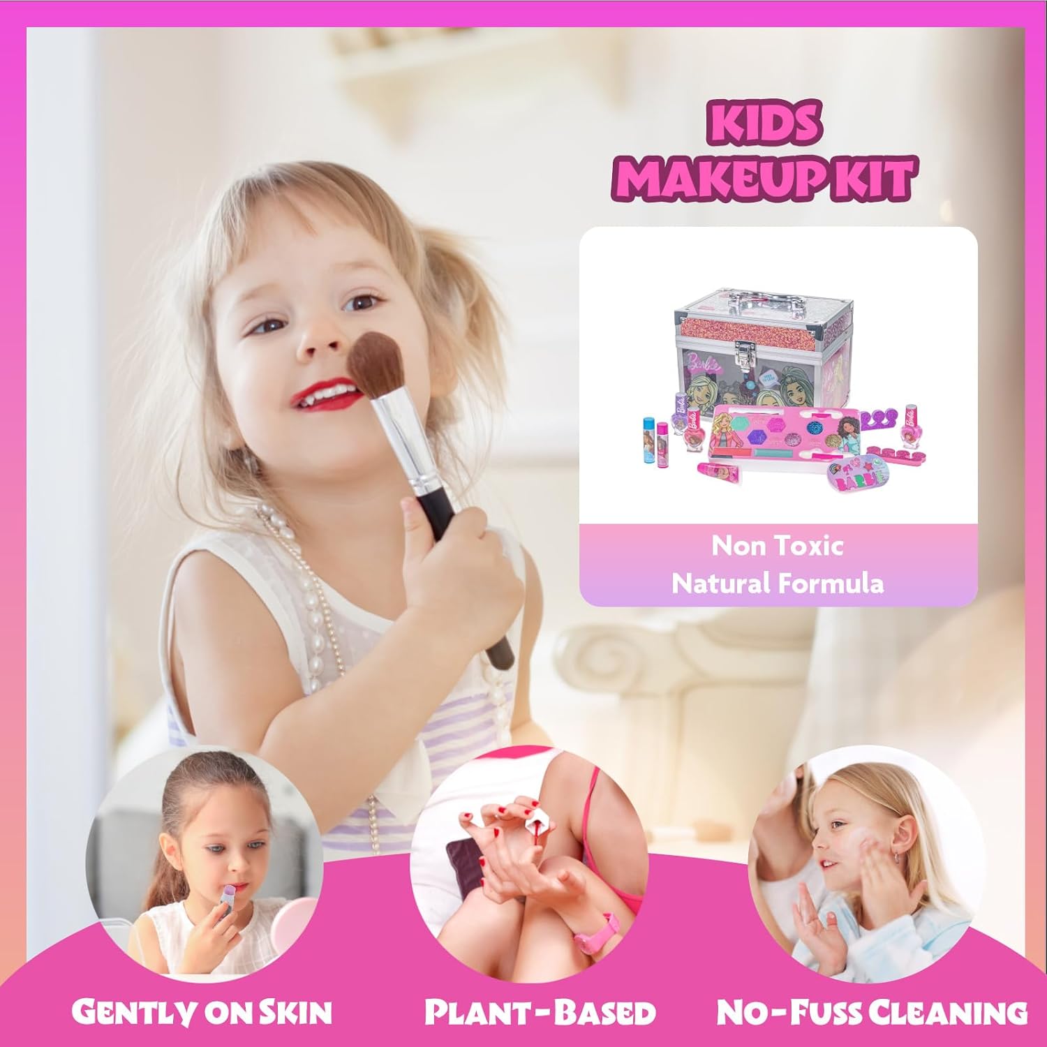 Kit de maquillage Barbie pour enfants avec mallette en acrylique, par Townley Girl – Image 3