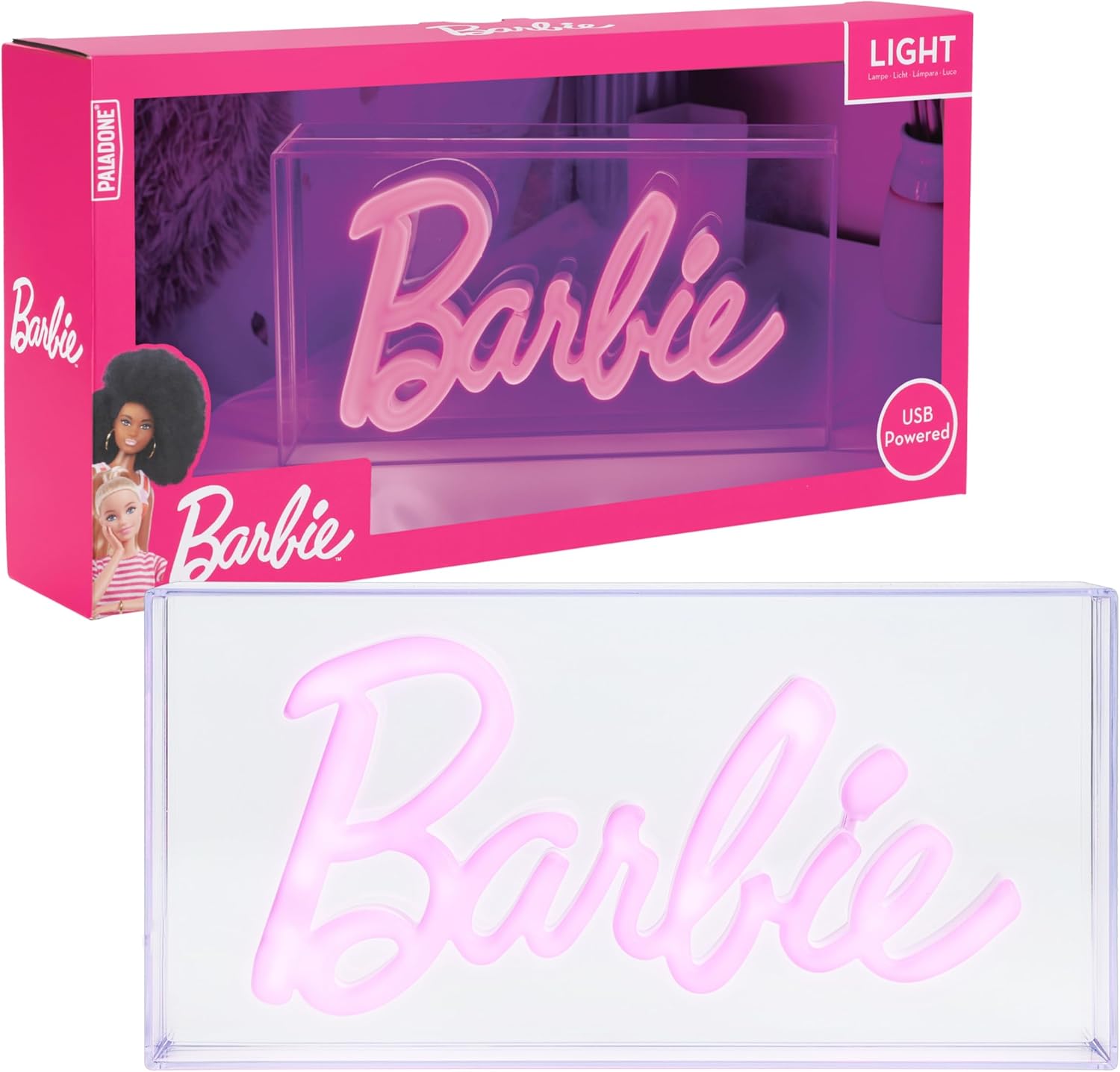 Lampe néon LED Barbie rose à poser ou murale