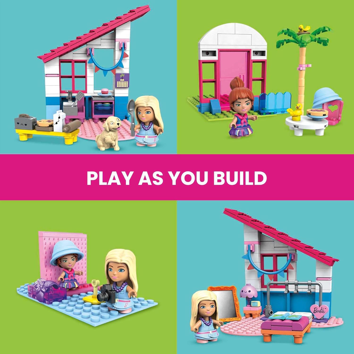 Maison de Malibu Barbie Mega, 303 pièces avec 2 mini-figurines – Image 3