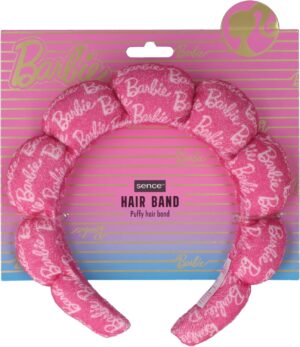 Bandeau Barbie rose en tissu éponge, accessoire beauté 1 pièce