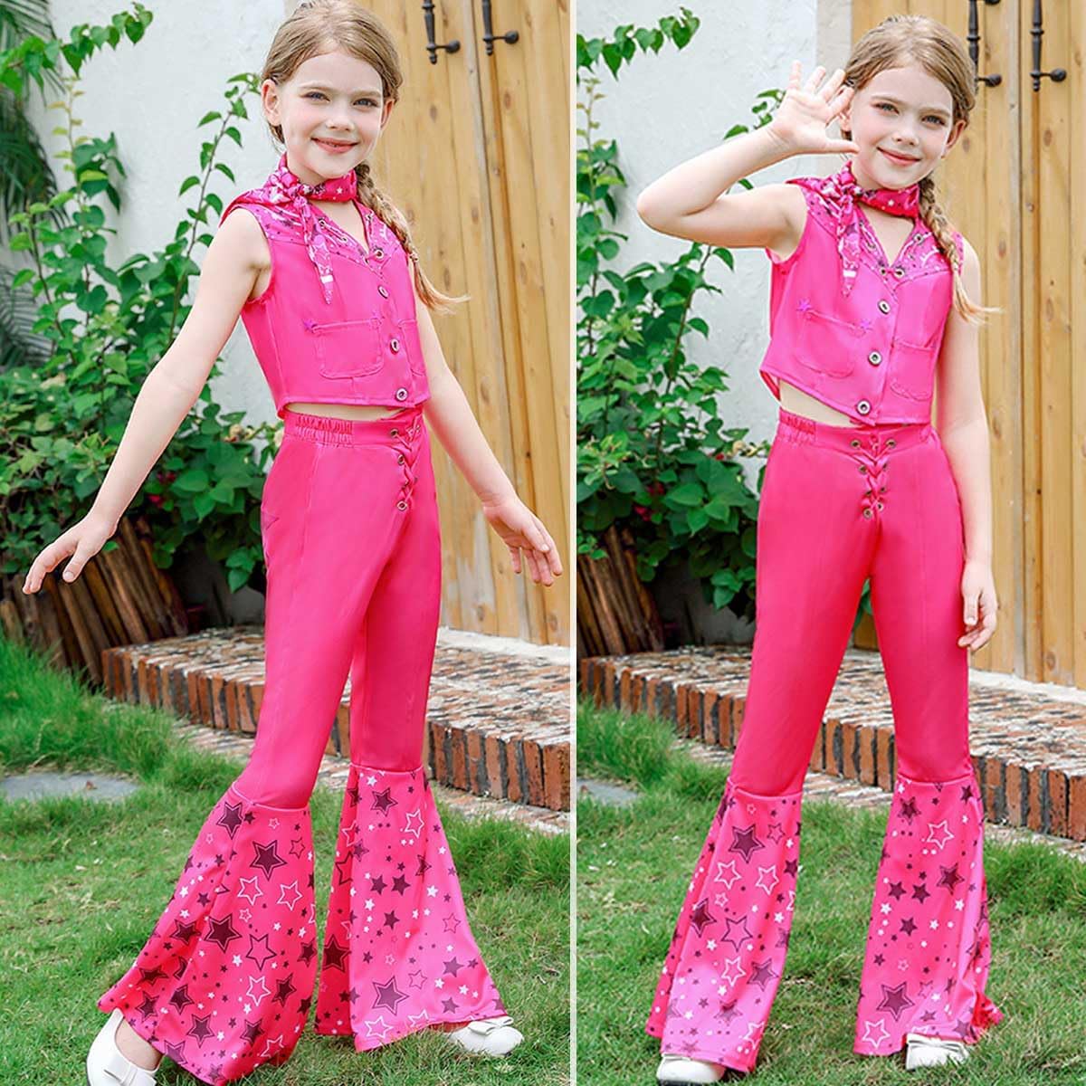 Costume Barbie cowgirl rose fille, style disco 70 80 – Image 4