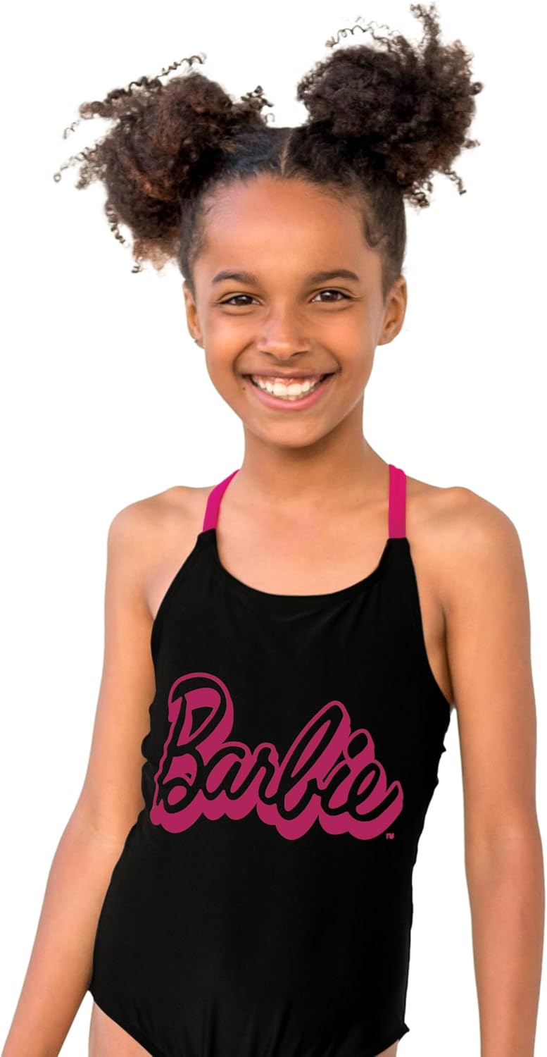 Maillot de bain Barbie 1 pièce fille, logo rose, 3 à 10 ans – Image 2