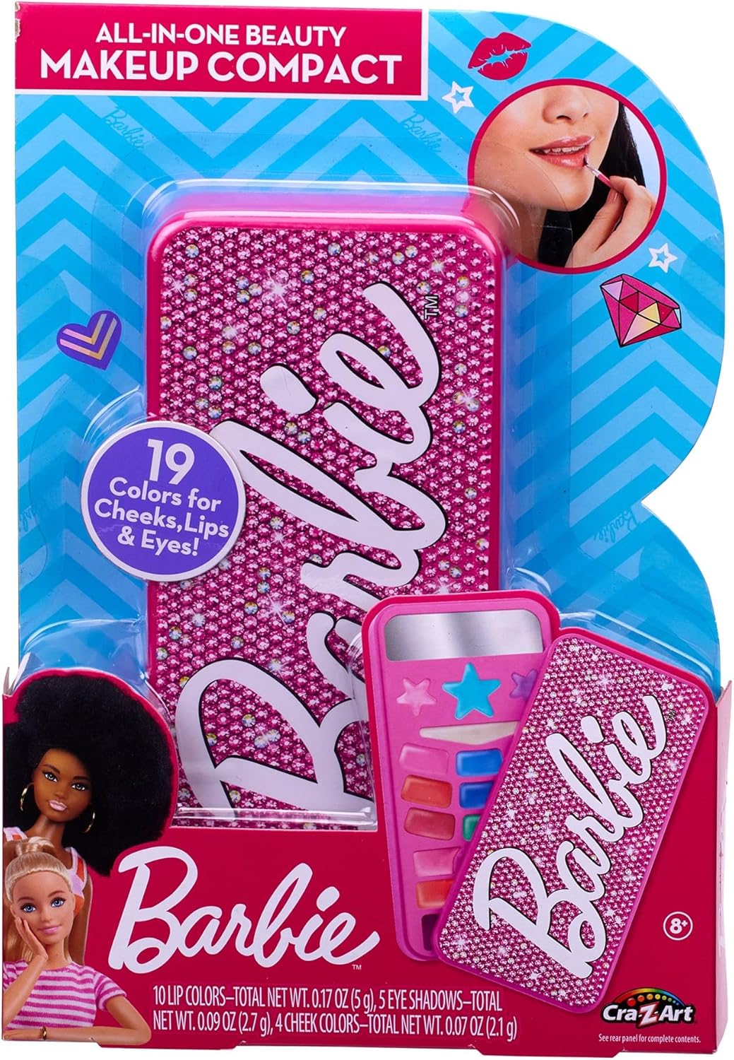 Compact maquillage Barbie 19 couleurs pour yeux, lèvres et joues