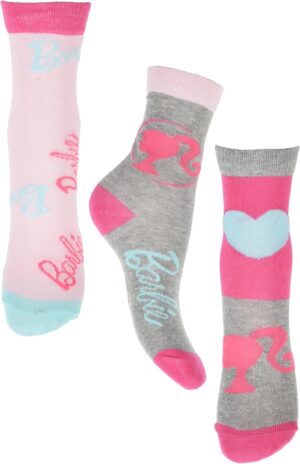 Lot de 3 chaussettes Barbie en coton, tailles 23-26 a 31-34