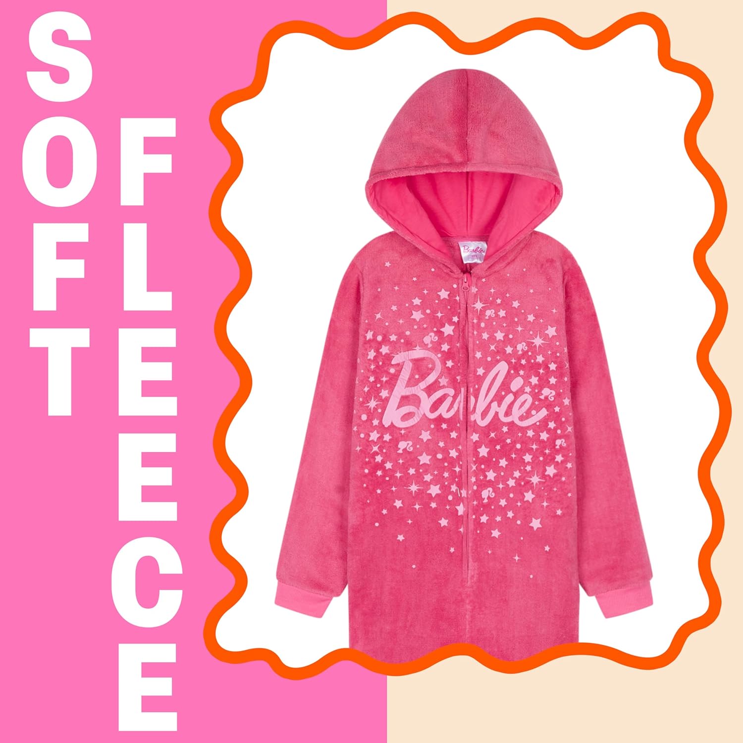 Combinaison pyjama Barbie fille en polaire avec capuche – Image 3