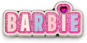 Pin's Barbie rose à logo scintillant en zinc, taille unique