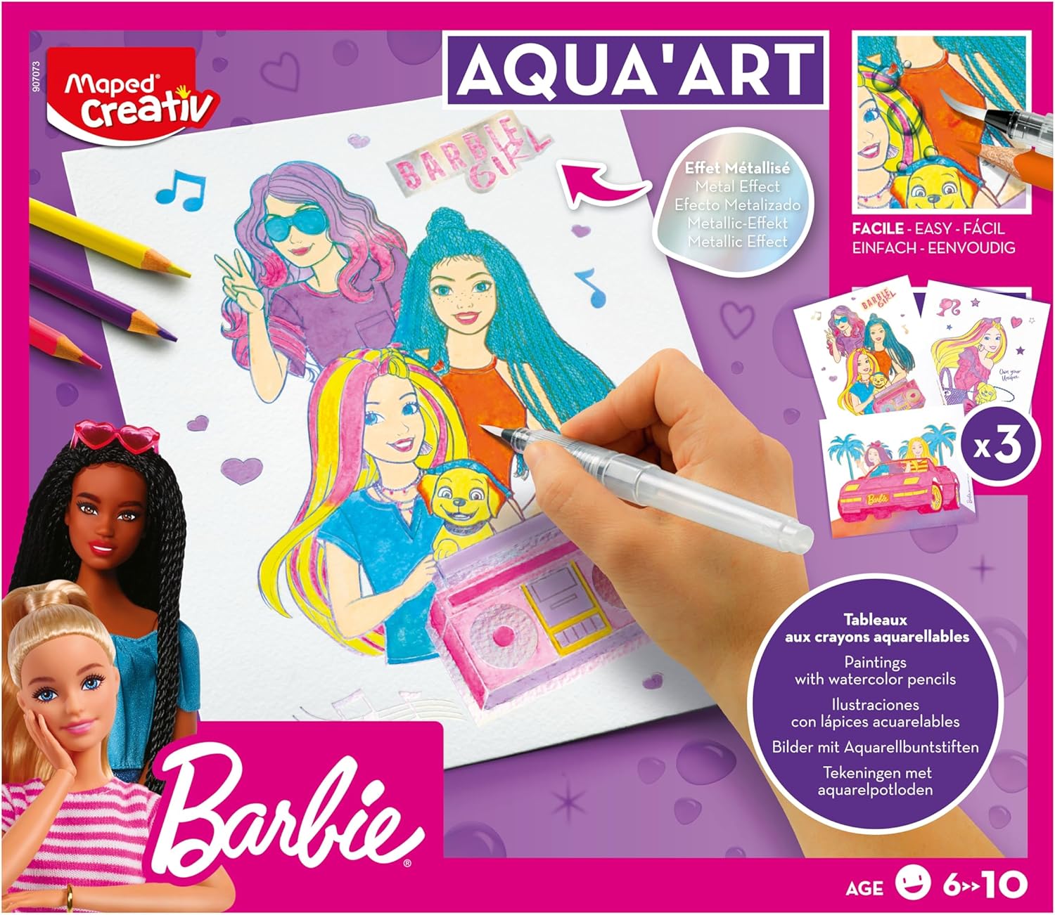 Aqua'Art Barbie girl, activité aquarelle avec 3 affiches dès 7 ans – Image 2