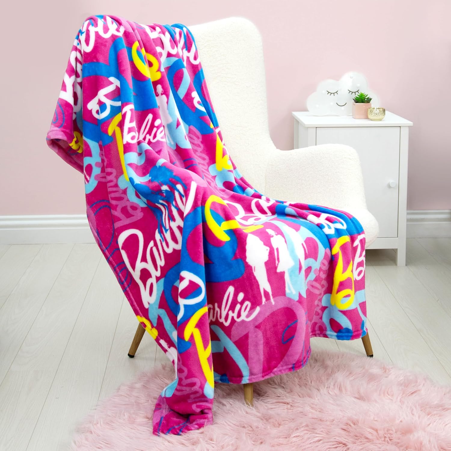 Couverture polaire Barbie 100 x 150cm logo rose – Image 2