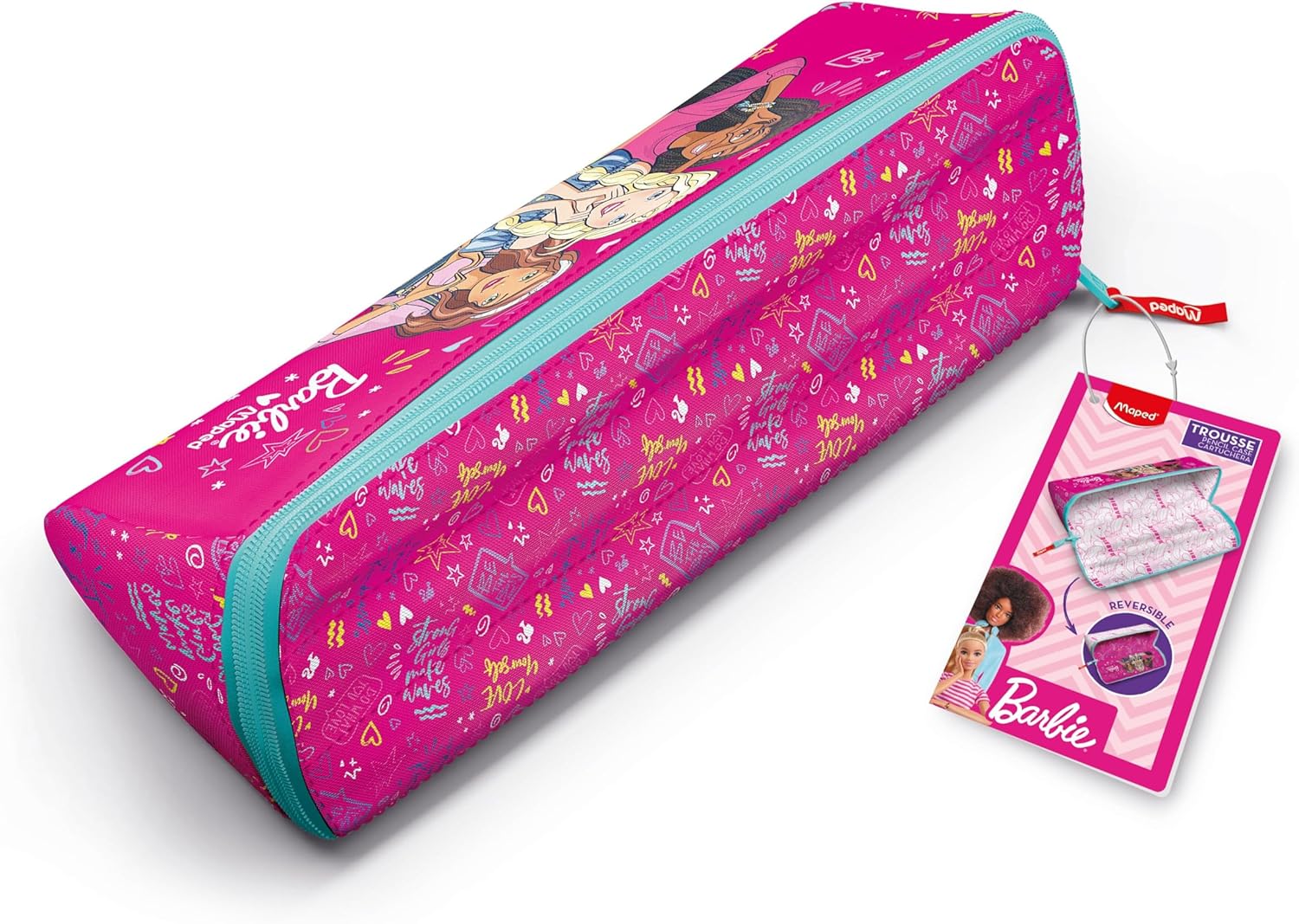 Trousse triangulaire Barbie à ouverture XXL, personnalisable avec 1 côté à colorier – Image 6