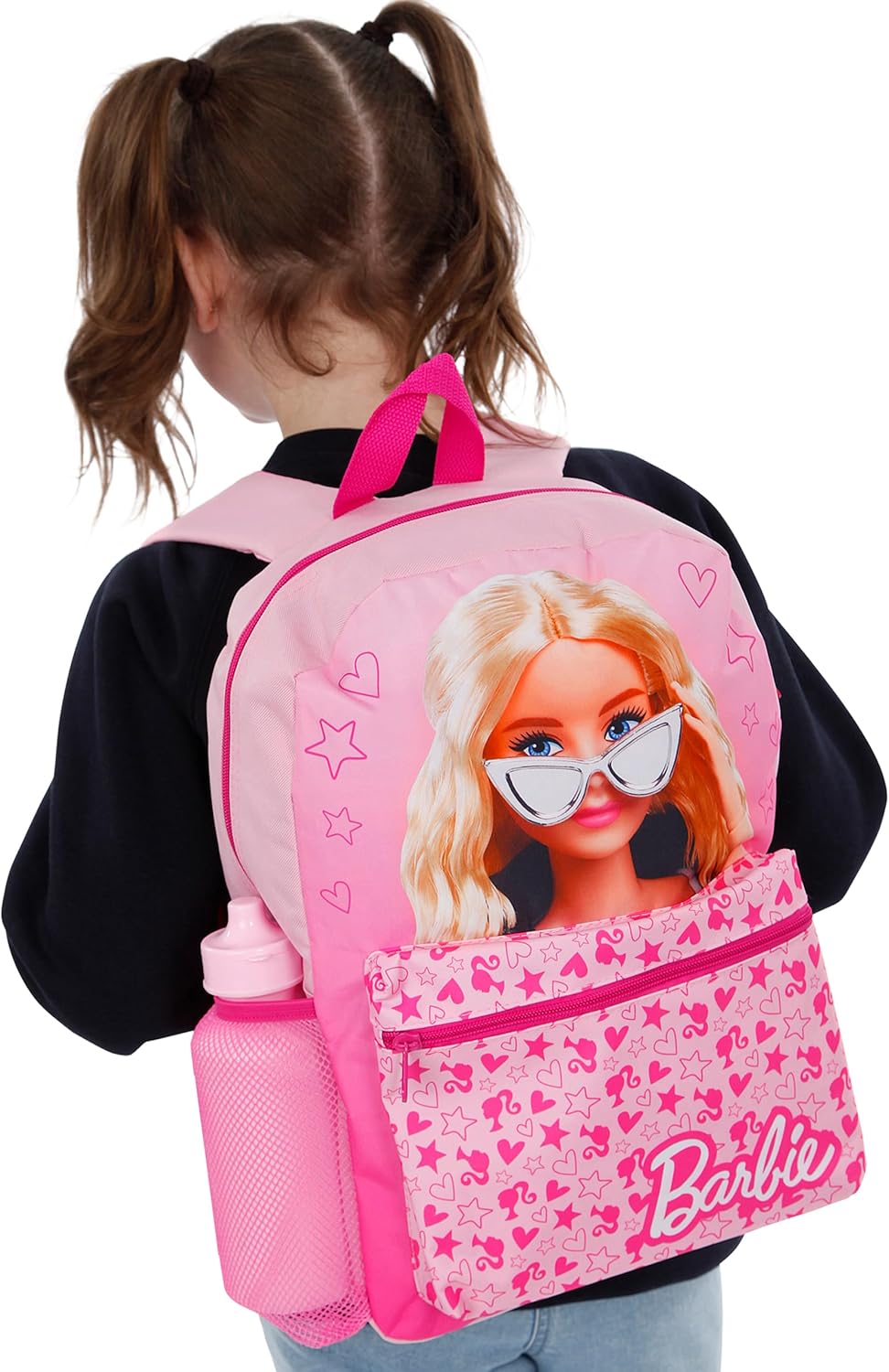 Ensemble cartable Barbie rose avec sac lunch, trousse et bouteille – Image 2