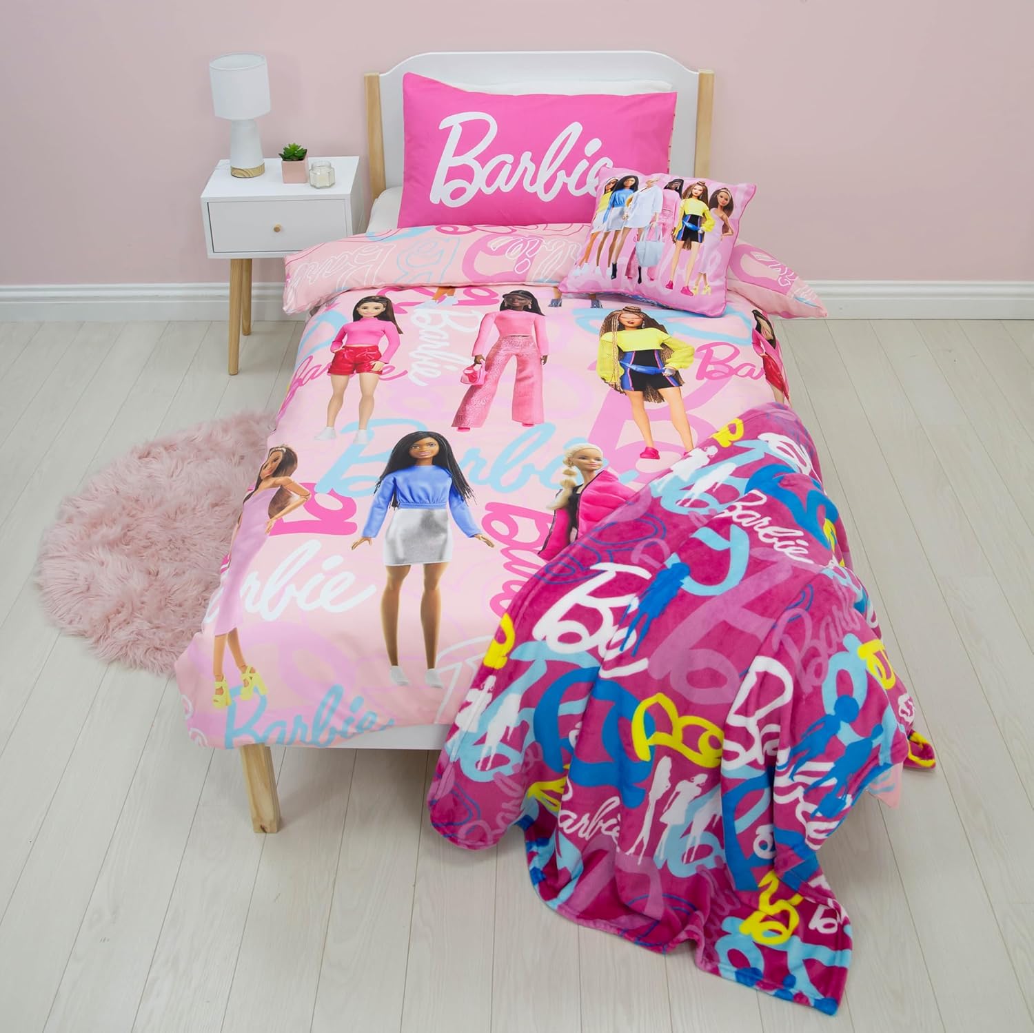 Couverture polaire Barbie 100 x 150cm logo rose – Image 6