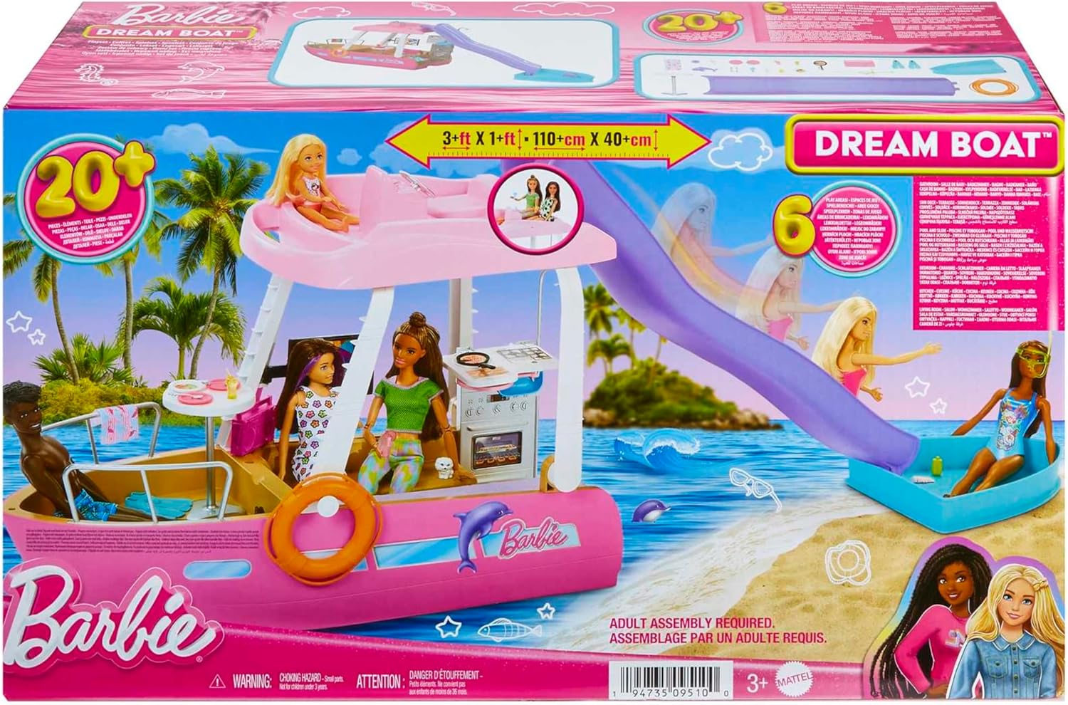 Barbie Bateau de rêve, coffret moderne avec 6 zones de jeu HJV37 – Image 7