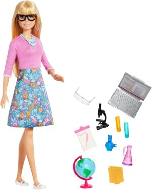 Barbie Professeur blonde et ses 10 accessoires éducatifs GJC23