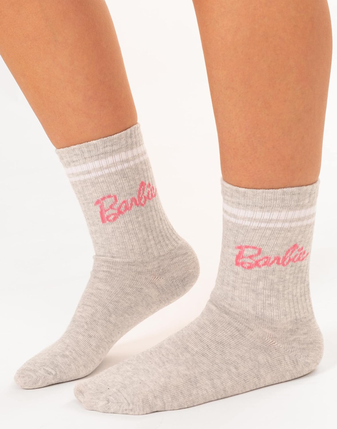 Lot de 3 chaussettes Barbie pour femme en rose, gris et noir – Image 7