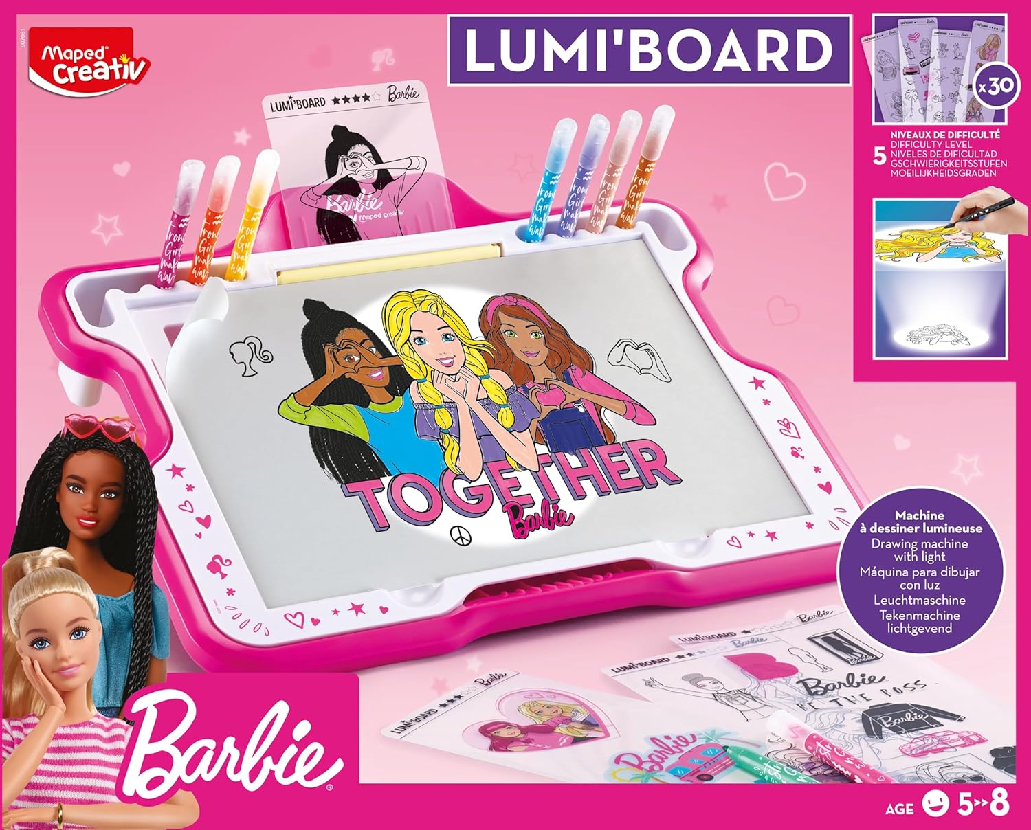Lumi'Board Barbie rose, machine lumineuse pour apprendre à dessiner – Image 2