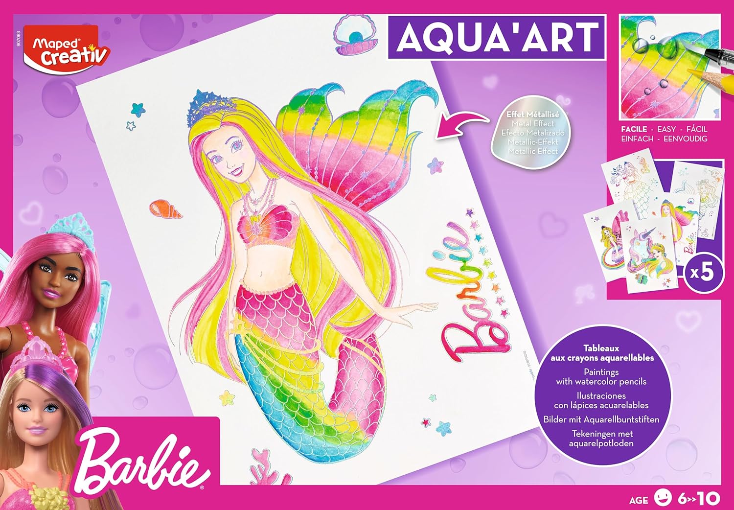 Barbie Aqua'Art Maped Creativ avec 5 affiches A4 métallisées – Image 2