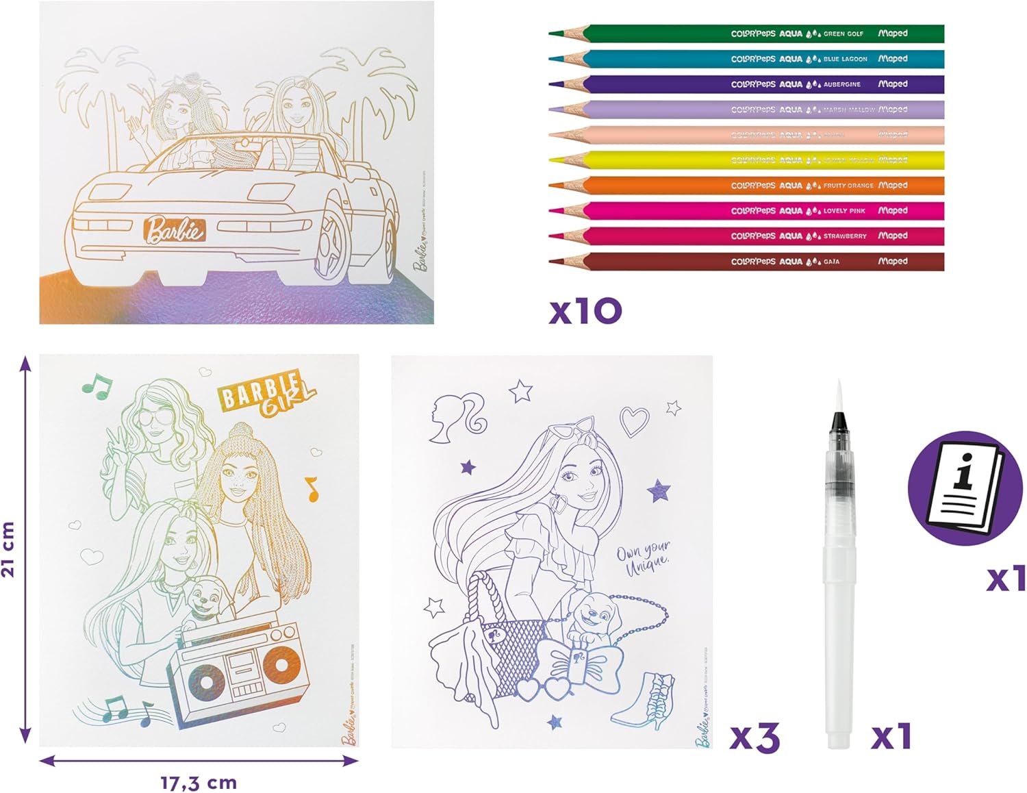 Aqua'Art Barbie girl, activité aquarelle avec 3 affiches dès 7 ans – Image 6