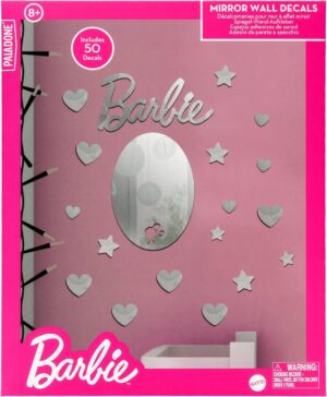 Autocollants muraux Barbie Mattel effet miroir, cœurs et étoiles
