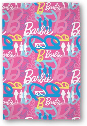 Couverture polaire Barbie 100 x 150cm logo rose