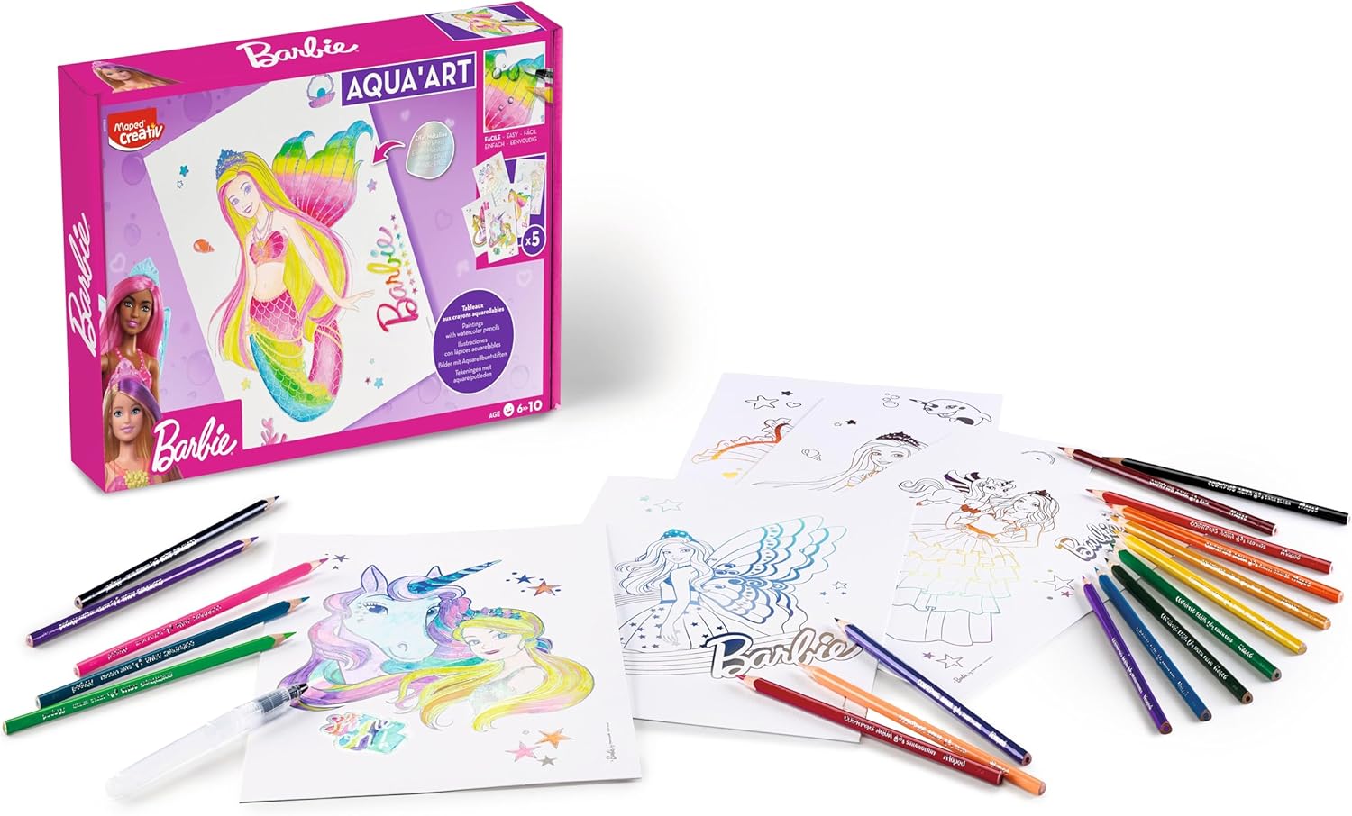 Barbie Aqua'Art Maped Creativ avec 5 affiches A4 métallisées – Image 4