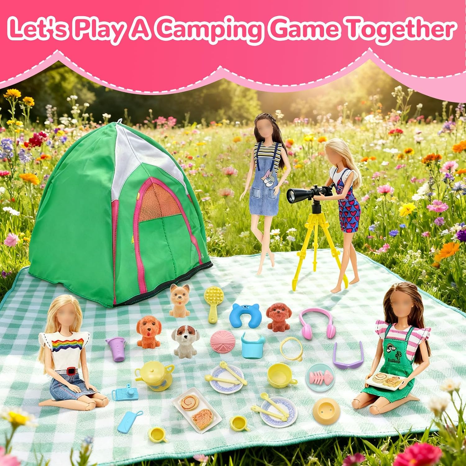 Set camping compatible Barbie 43 accessoires pour poupées de 29,9 cm – Image 7