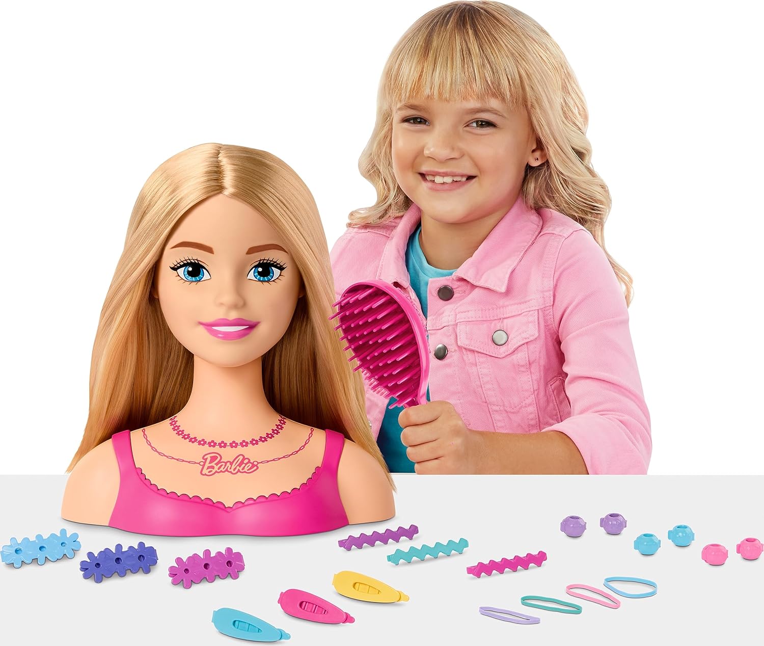 Barbie tête de coiffure cheveux blonds avec 20 accessoires HMD88 – Image 2