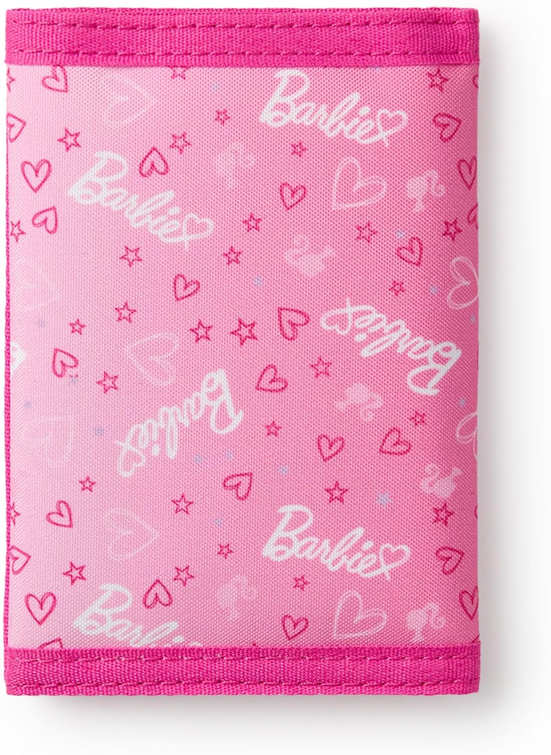 Portefeuille Barbie rose à trois volets avec imprimé cœur, porte-cartes et porte-monnaie enfant – Image 2